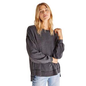 Z Supply Modern Weekender Grey Baby Terry Balloon Sleeve Sweater Sweatshirt L